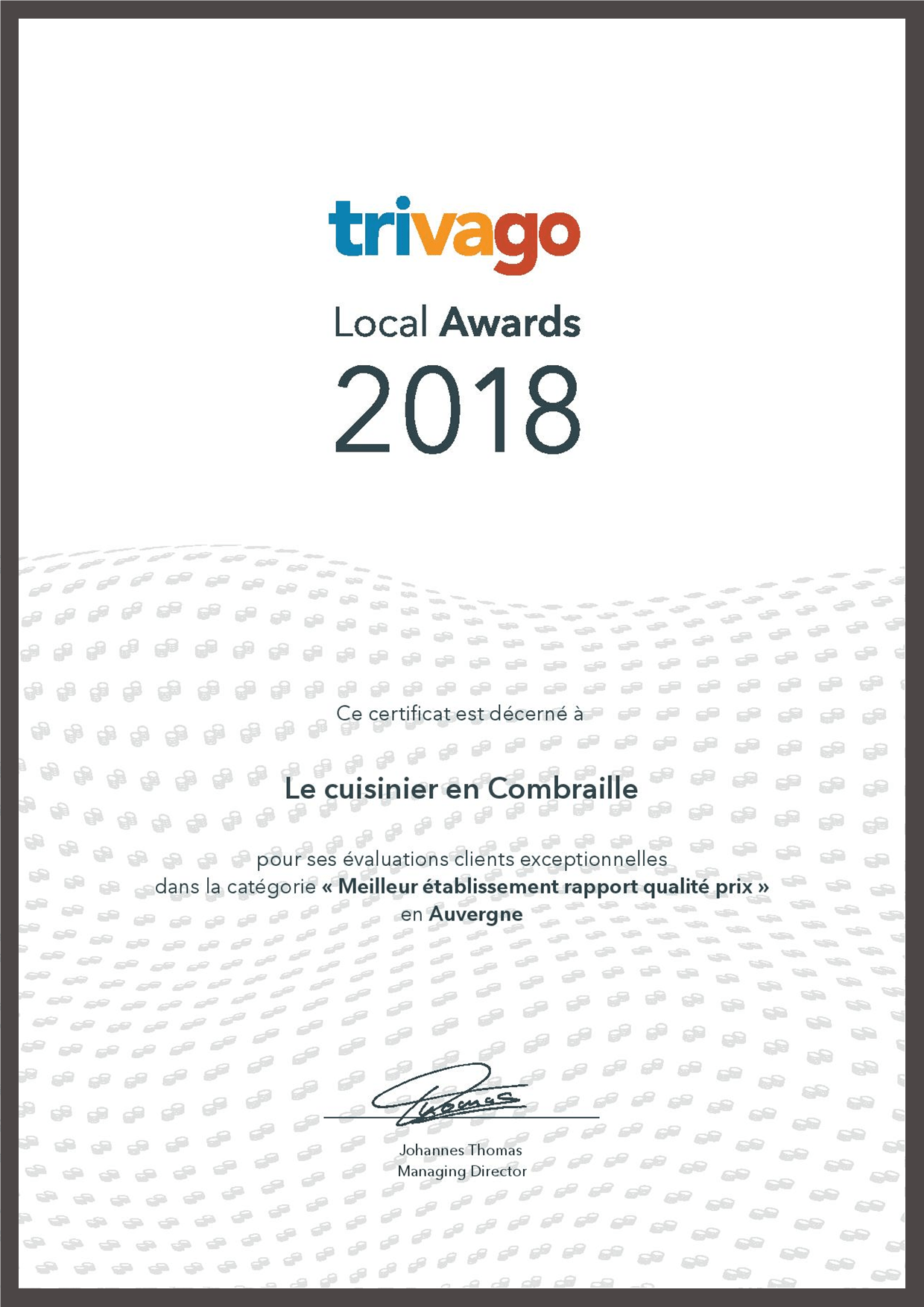 trivago Value for Money Certificate